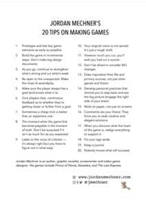 20 ข้อแนะนำสำหรับคนทำเกม